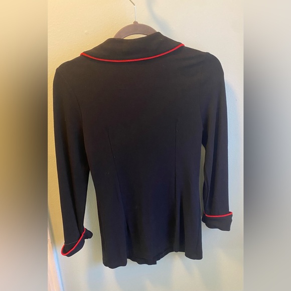 Voodoo Vixen Black Blouse with Red Trim - Picture 2 of 2